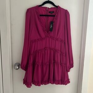 Hot pink Lulus flirty long sleeve dress